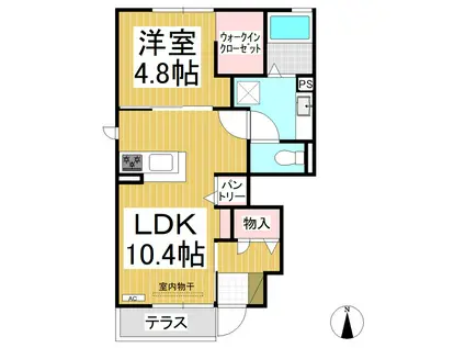 サンガーデン(1LDK/1階)の間取り写真