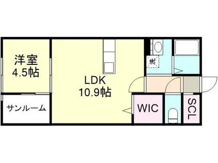 96APT(1LDK/2階)の間取り写真