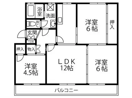 フェリスフルータ知覧(3LDK/1階)の間取り写真