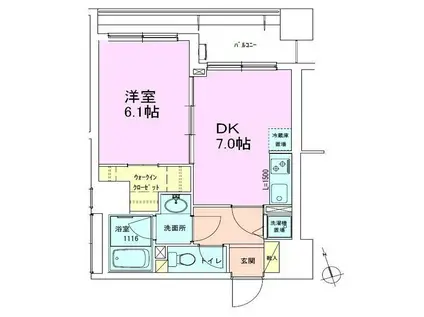 銀座レジデンス参番館(1DK/6階)の間取り写真