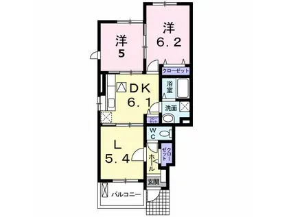 ブリーズI(2LDK/1階)の間取り写真