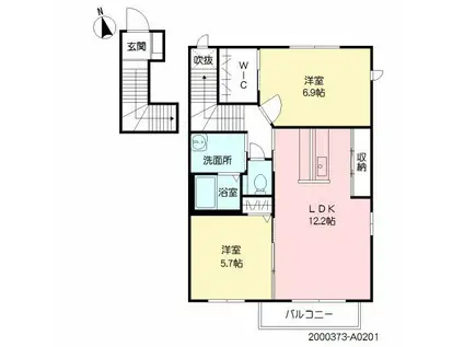 松濤 A棟(2LDK/2階)の間取り写真