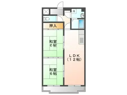 サンチェリーキタムラ(2LDK/3階)の間取り写真