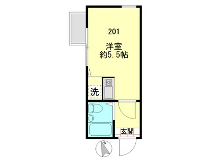 アルファ柴又(ワンルーム/2階)の間取り写真