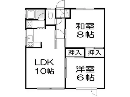 コーポ秀和(2LDK/2階)の間取り写真