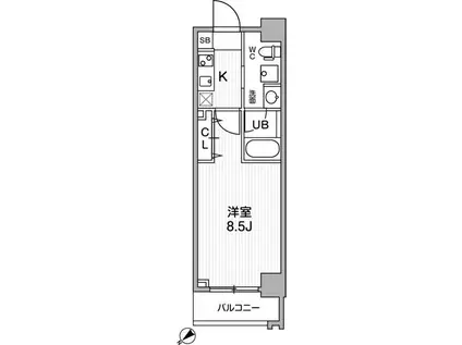 三軒茶屋マンション(1K/2階)の間取り写真