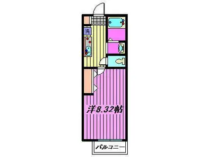 フォンテーヌ北町(1K/2階)の間取り写真