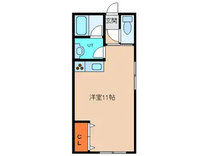 はうす光(ワンルーム/1階)の間取り写真