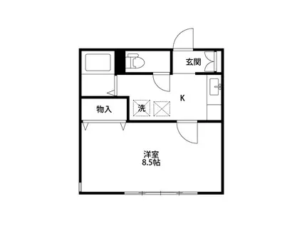 ララビー小針(1K/1階)の間取り写真