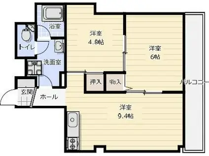 ペシュ七番館(2LDK/4階)の間取り写真