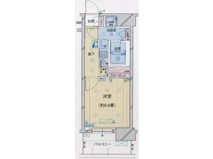 プレールドゥーク西横浜(1K/2階)の間取り写真