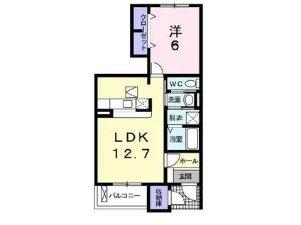 セレノ新白河I(1LDK/1階)の間取り写真