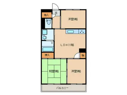 メロディーハイム(3LDK/4階)の間取り写真