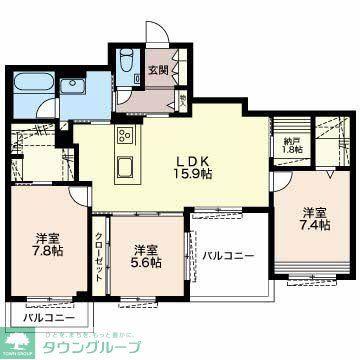 AILE(3SLDK/2階)の間取り写真