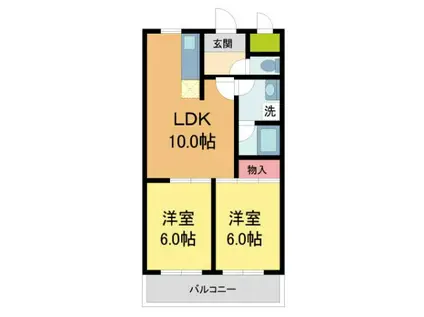 ユーコート宝塚(2LDK/3階)の間取り写真