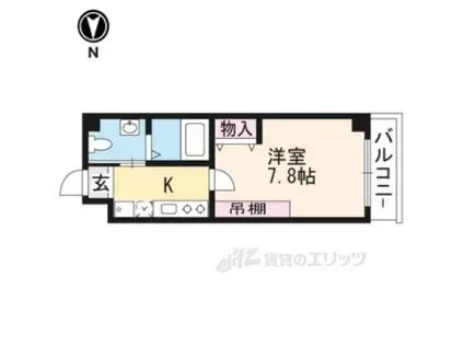 フラッティ衣笠(1K/2階)の間取り写真