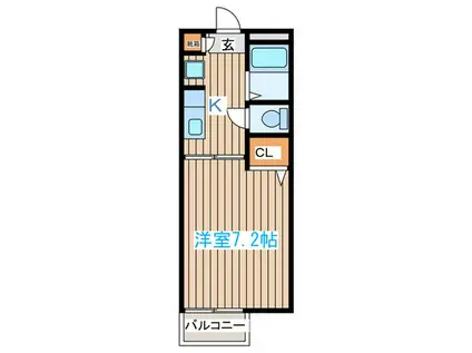 グランディ山の寺(1K/1階)の間取り写真