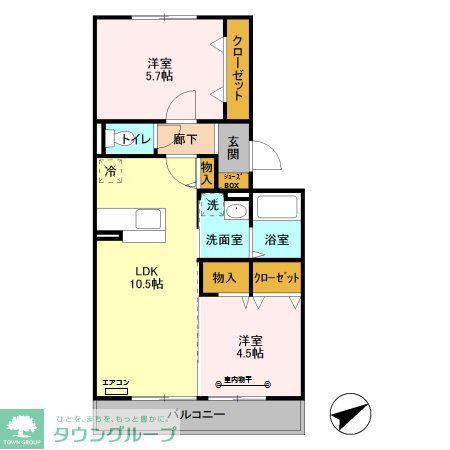 愛宕ビューハイツ(2LDK/2階)の間取り写真