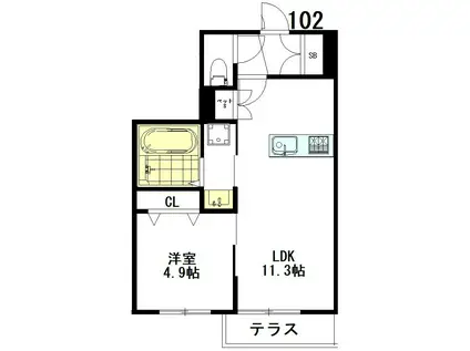 TIAMAT(1LDK/1階)の間取り写真