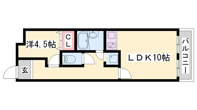 リゾティ英賀保(1LDK/3階)の間取り写真