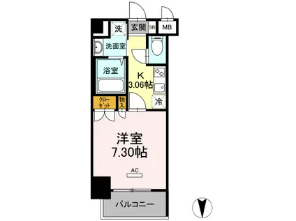 ホウエイコート秋葉原(1K/9階)の間取り写真