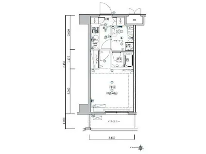 アルテシモバテル(1K/6階)の間取り写真