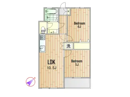 祐天寺第2コーポラス(2LDK/8階)の間取り写真