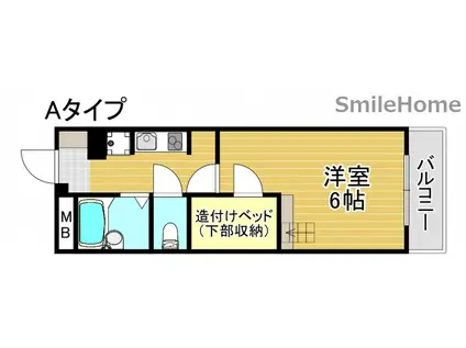 ワイズレジデンス天下茶屋(1K/3階)の間取り写真