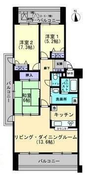 アルファステイツ新北(3LDK/3階)の間取り写真