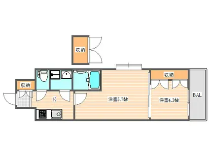 ORIENT BLD NO86 クロスゲートタワー(2K/8階)の間取り写真