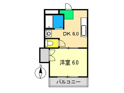 ヴェルデTM(1DK/3階)の間取り写真