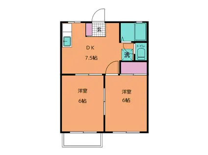 パストラル元橋本(2DK/2階)の間取り写真