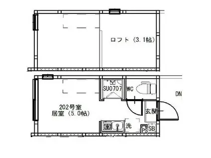 BLUE SANDS(ワンルーム/2階)の間取り写真