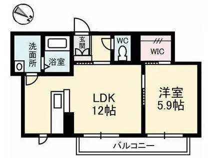 グランベレオ門田(1LDK/2階)の間取り写真