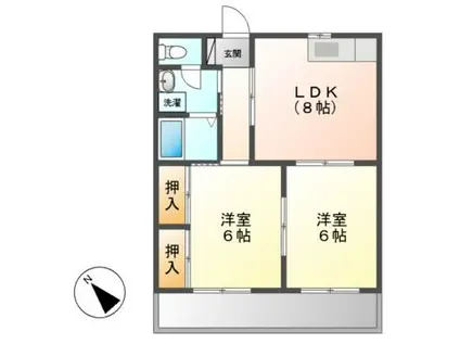 ティアラII(2DK/1階)の間取り写真