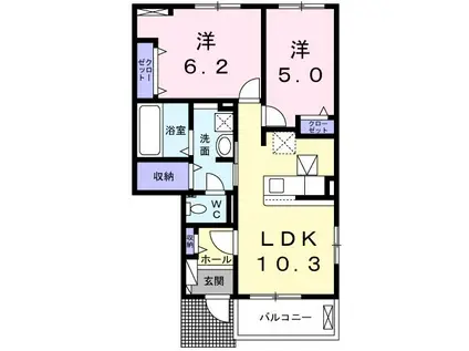 えくしあI(2LDK/1階)の間取り写真