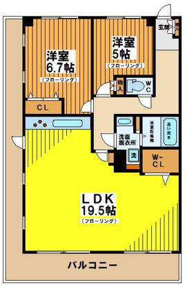 ミサワホームズ本厚木(2LDK/9階)の間取り写真