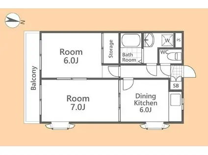 ウィスタリアマンション(2DK/2階)の間取り写真