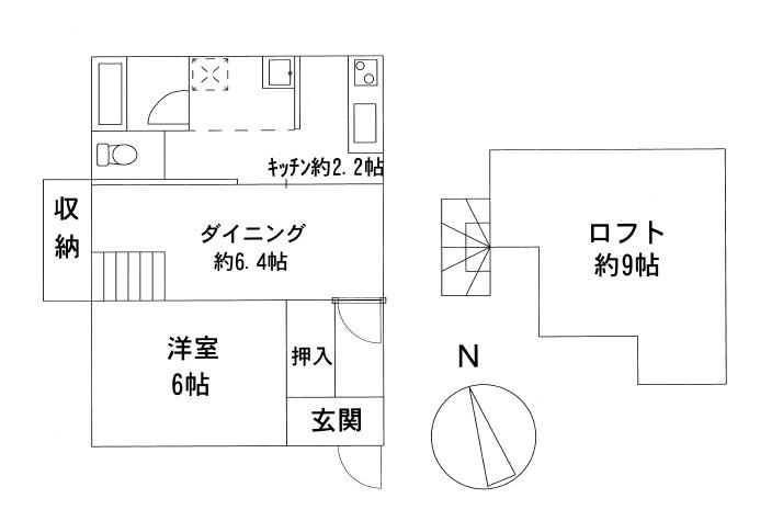 サンキスソーB(1DK/1階)の間取り写真