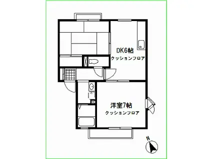 長谷川ハイツ(2DK/2階)の間取り写真