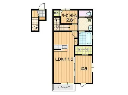 パセオIII(1SLDK/2階)の間取り写真