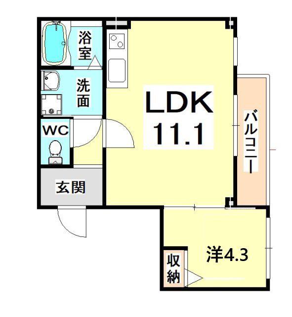 メゾン デュ ソール(1LDK/2階)の間取り写真