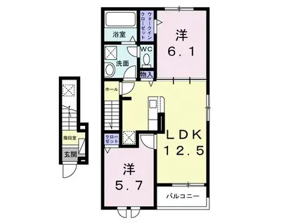 グリーンハイツ加茂II(2LDK/2階)の間取り写真