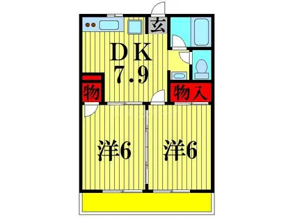 マンション相川(2DK/1階)の間取り写真