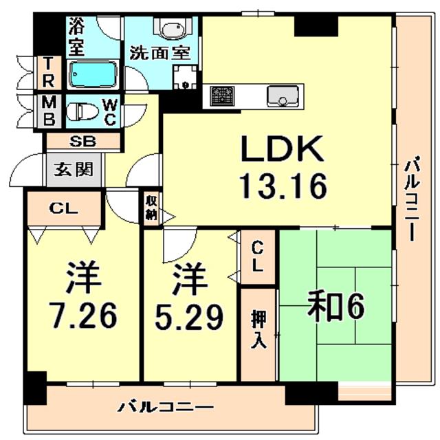 セントラルガーデンタワー(3LDK/22階)の間取り写真