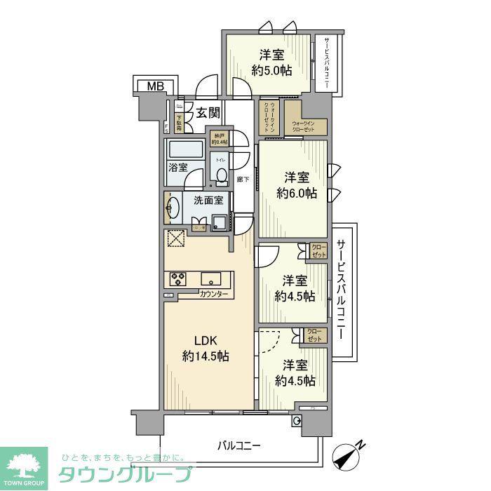 プレミスト王子神谷(4LDK/5階)の間取り写真