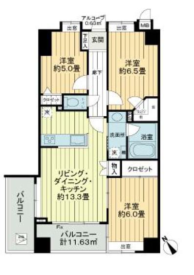 プライマリー西葛西アマーレ(3LDK/4階)の間取り写真