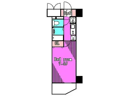 メインステージ五反田駅前(1K/9階)の間取り写真