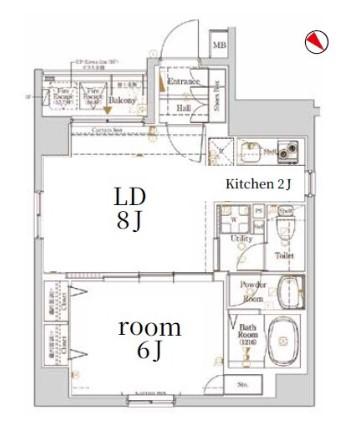 LOG銀座東/ログ銀座東(1LDK/2階)の間取り写真