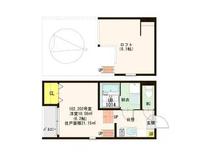 メルヴェーユ蛍池(1K/1階)の間取り写真